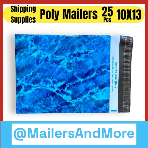 25 10X13 Poly Mailers Ice Water Marble Blue, Shipping Envelopes PRICE IS FIRM - Picture 2 of 8